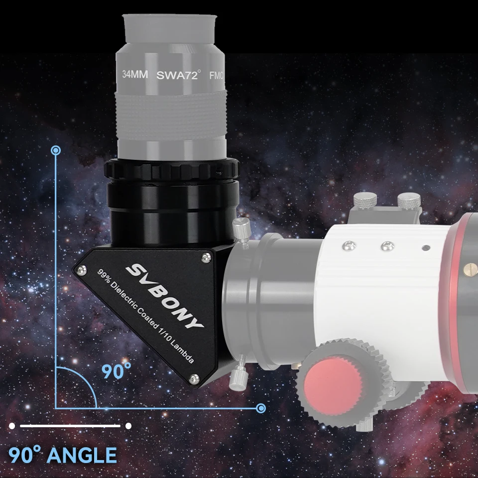 Svbony SV223 1.25/2 inch 99% Reflective Dielectric Coating 90° Clicklock Mirror 1/10 Lambda for Linking Eyepiece and Objective