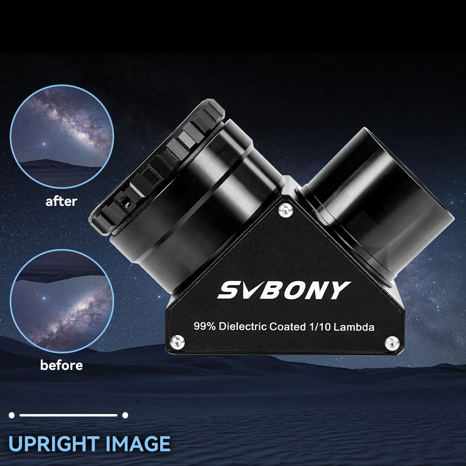 Svbony SV223 1.25/2 inch 99% Reflective Dielectric Coating 90° Clicklock Mirror 1/10 Lambda for Linking Eyepiece and Objective