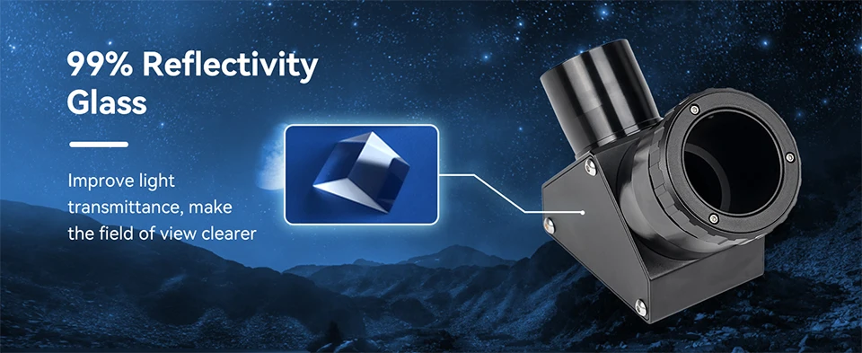 Svbony SV223 1.25/2 inch 99% Reflective Dielectric Coating 90° Clicklock Mirror 1/10 Lambda for Linking Eyepiece and Objective