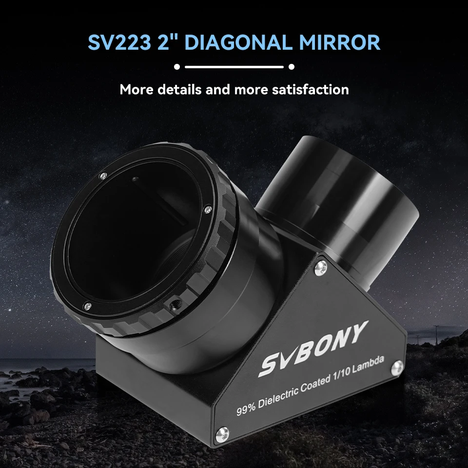 Svbony SV223 1.25/2 inch 99% Reflective Dielectric Coating 90° Clicklock Mirror 1/10 Lambda for Linking Eyepiece and Objective