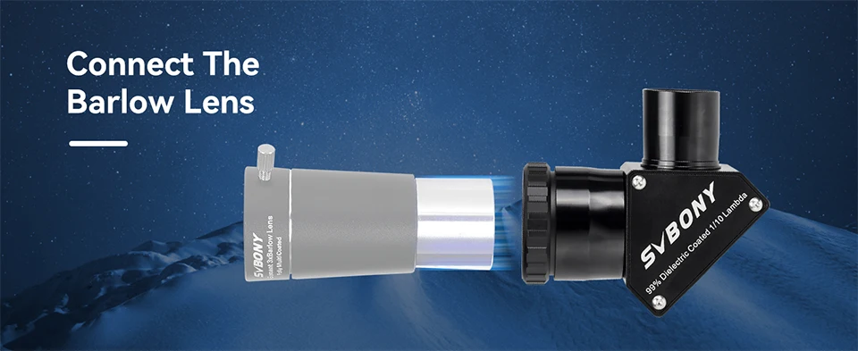 Svbony SV223 1.25/2 inch 99% Reflective Dielectric Coating 90° Clicklock Mirror 1/10 Lambda for Linking Eyepiece and Objective