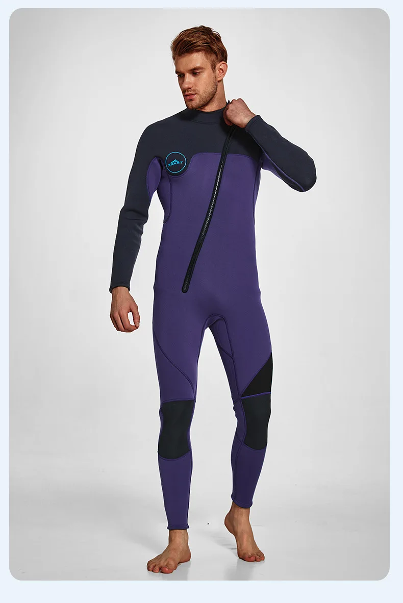 Mens Wetsuit 3mm Neoprene Full Body Long Sleeve Dive Skin for Spearfishing,Snorkeling, Surfing,Canoeing,Scuba Diving With Zip