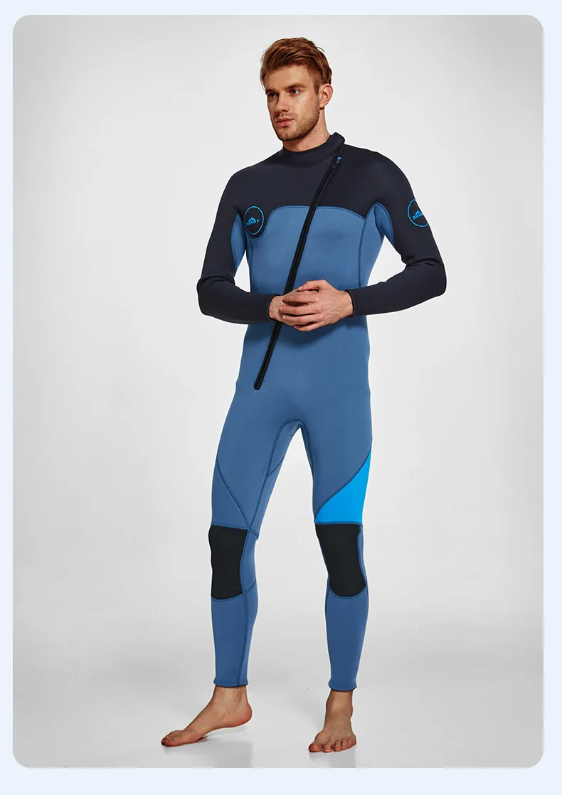 Mens Wetsuit 3mm Neoprene Full Body Long Sleeve Dive Skin for Spearfishing,Snorkeling, Surfing,Canoeing,Scuba Diving With Zip