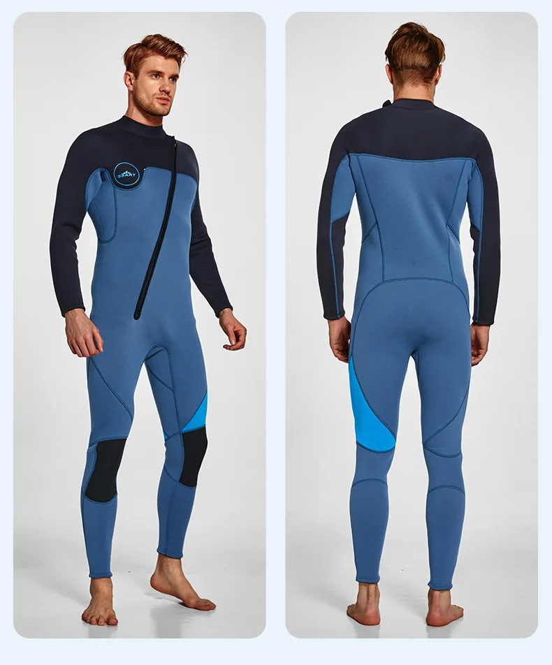 Mens Wetsuit 3mm Neoprene Full Body Long Sleeve Dive Skin for Spearfishing,Snorkeling, Surfing,Canoeing,Scuba Diving With Zip