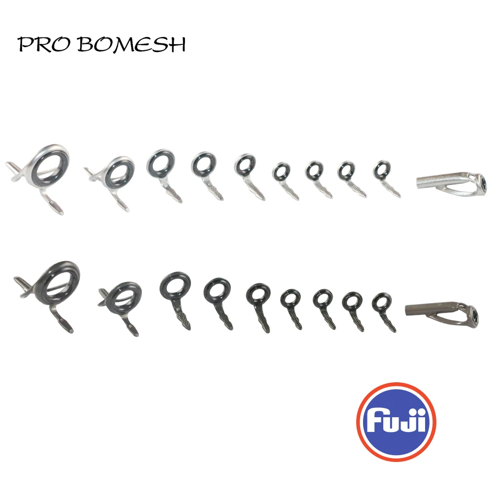 PROBOMESH FUJI Guide and Top 10pcs Set LNOG LOG Guide Micro Casting Guide Set Rod Building Component Repair Fishing Pole DIY