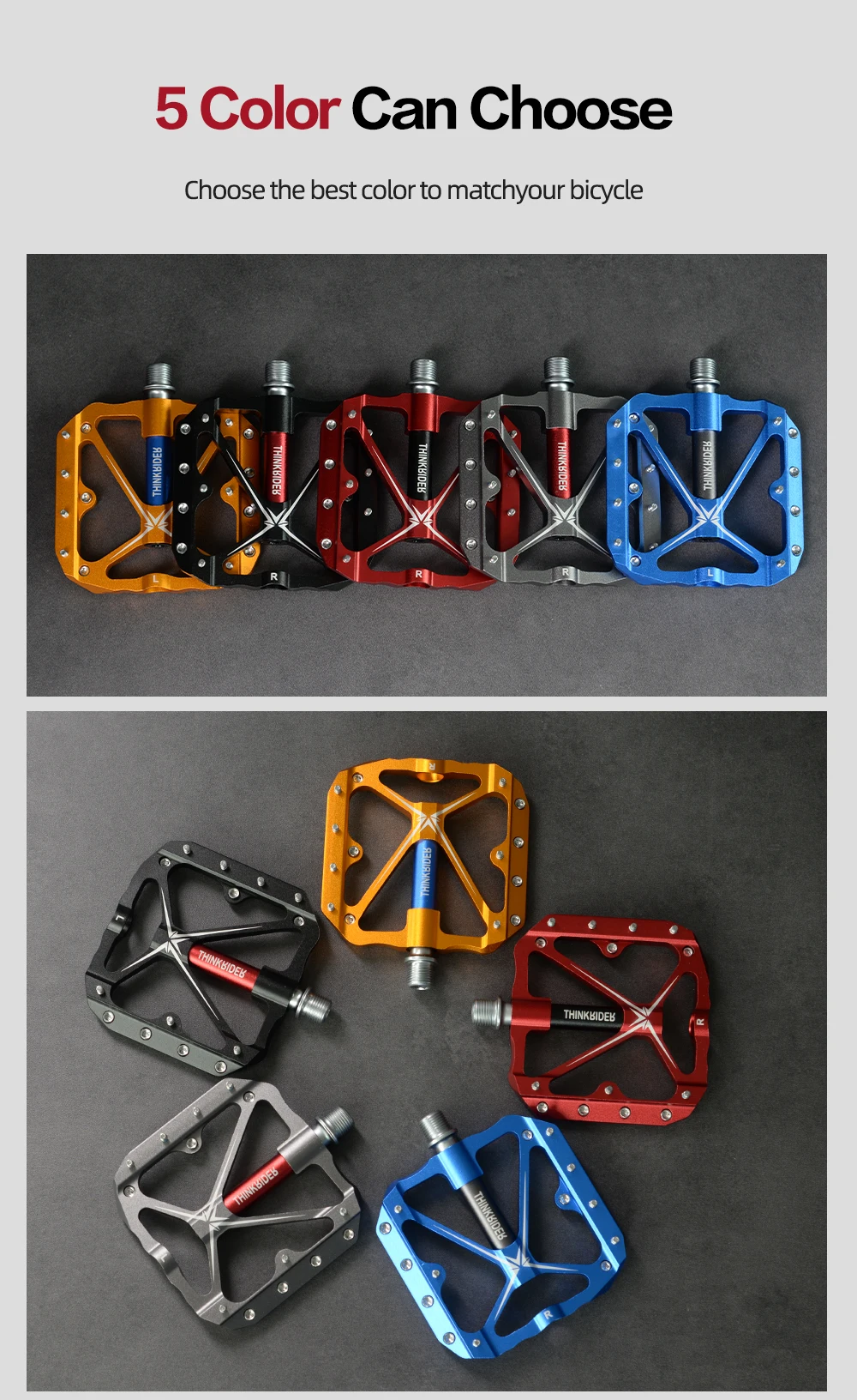 ThinkRider 3 Sealed Bearings Bicycle Pedals Flat Bike Pedals MTB Road  Mountain Bike Pedals Wide Platform Accessories Part