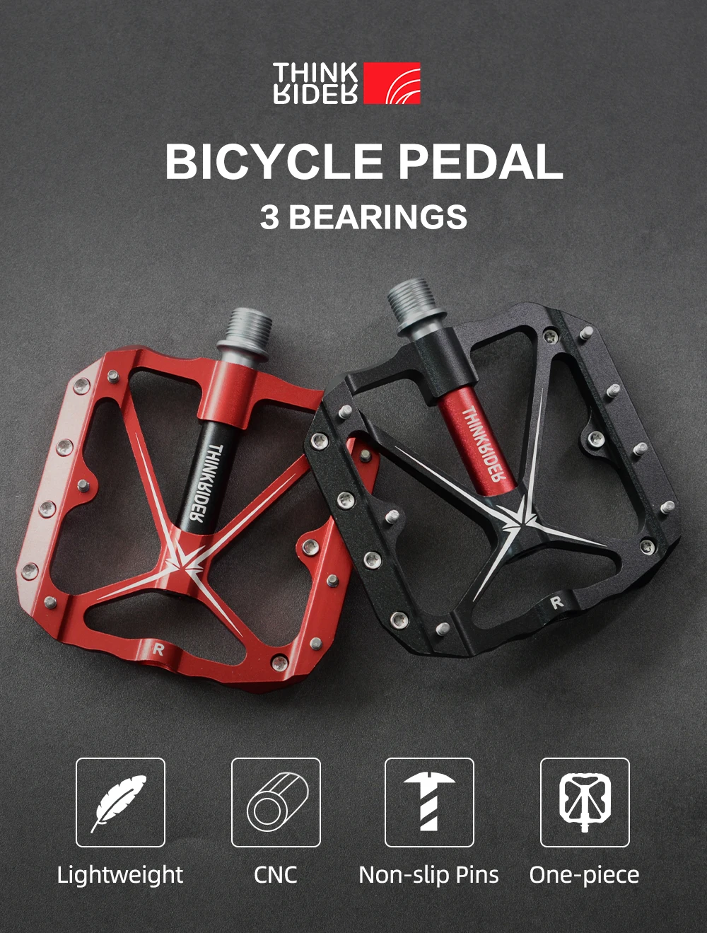ThinkRider 3 Sealed Bearings Bicycle Pedals Flat Bike Pedals MTB Road  Mountain Bike Pedals Wide Platform Accessories Part