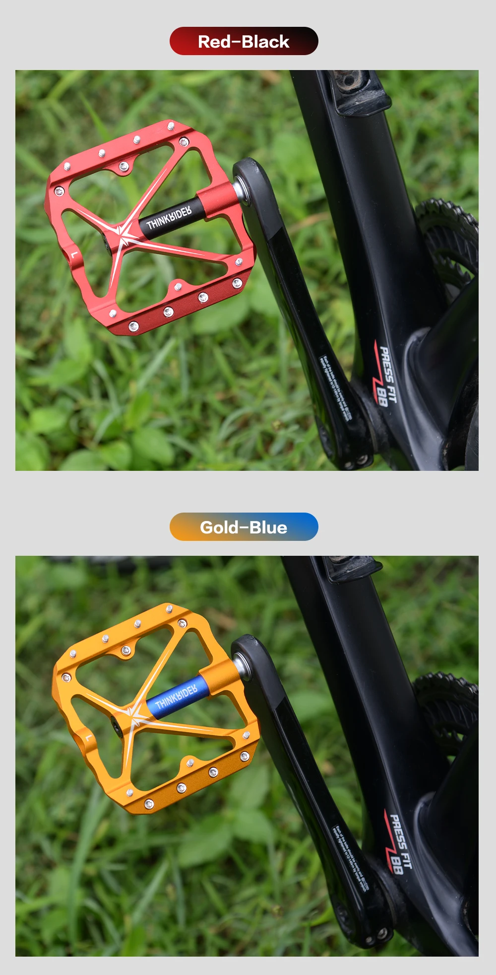 ThinkRider 3 Sealed Bearings Bicycle Pedals Flat Bike Pedals MTB Road  Mountain Bike Pedals Wide Platform Accessories Part