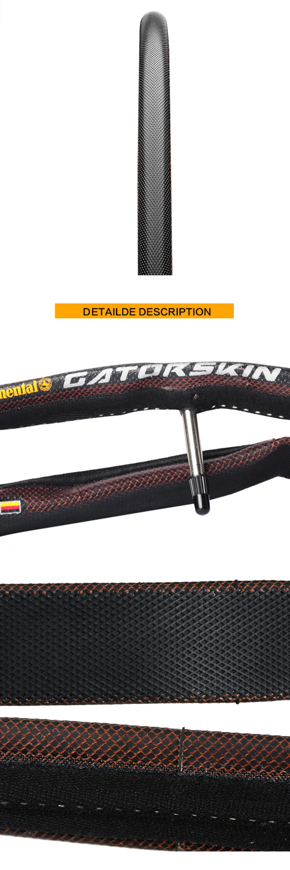 Continental Sprinter Gatorskin/ Competition Tubular Road Bike Tire Black 28"x25mm 180 TPI Stab-proof Cut-proof Tube Tire