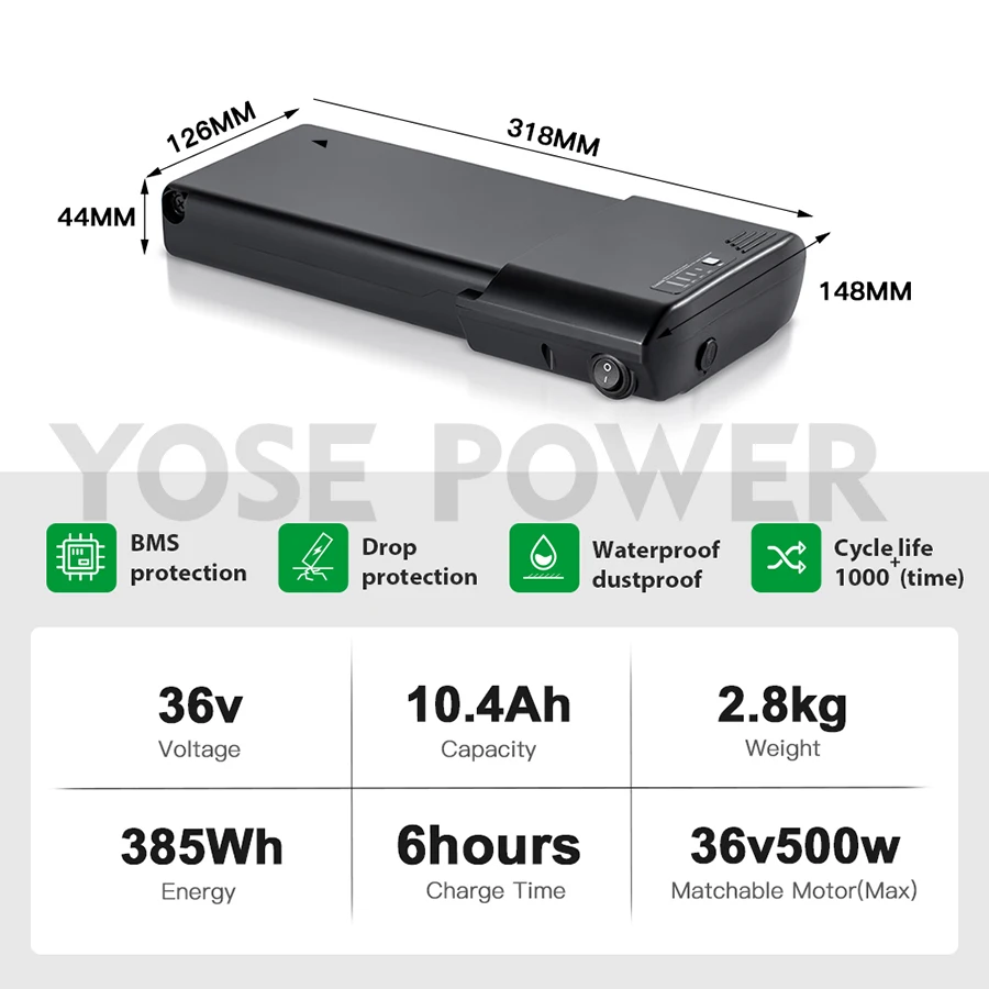 Phylion XH370-10J PortaPower Ebike Battery 36V 10.4Ah 14Ah 18650 Lithium Electric Bike Battery for MIFA Rehberg Zündapp Ebike