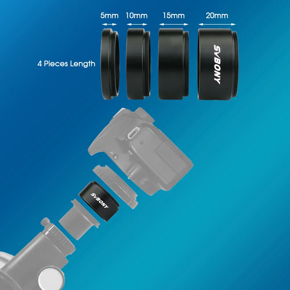 SVBONY Astronomy Telescope M42x0.75 Extension Tube Kit 5mm 10mm 15mm 20mm for Astrophotography