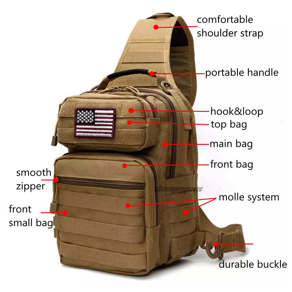 Tactical Chest Bag Single Shoulder Messenger Bags Outdoor Camouflage Travel Backpack Men Women