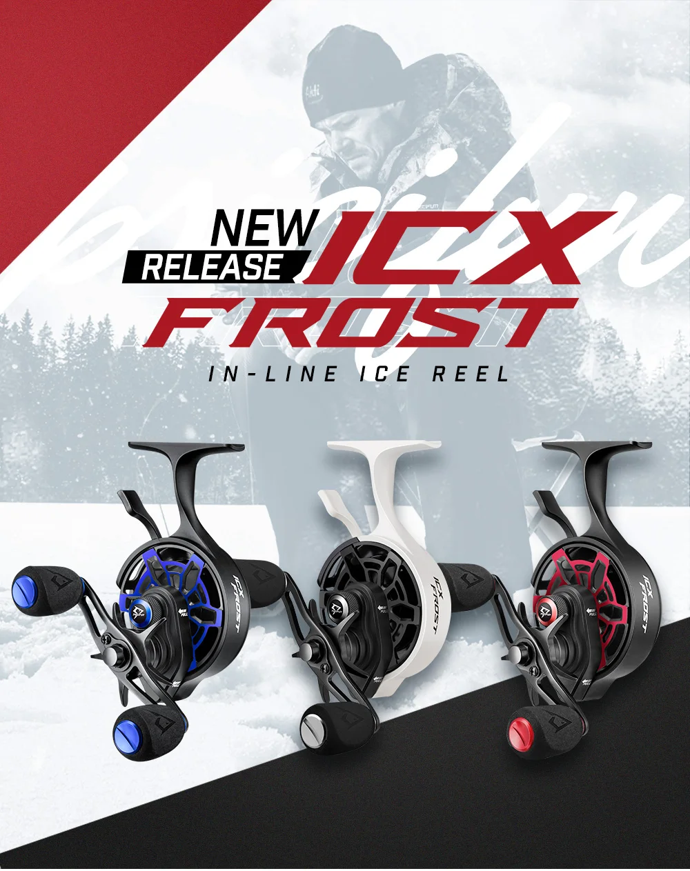 Piscifun ICX Frost Inline Ice Fishing Reel Innovative Structure Design Magnetic Drop System Large Spool Diameter 7+1 Shielded BB
