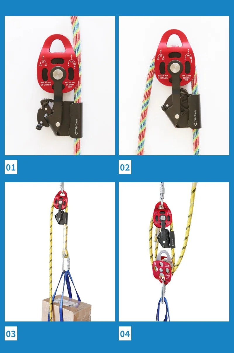 Lift Weight Pulley Device Rescue Survive Gear Rock Climb High Altitude Heavy Transport Effortless Pulley Combination