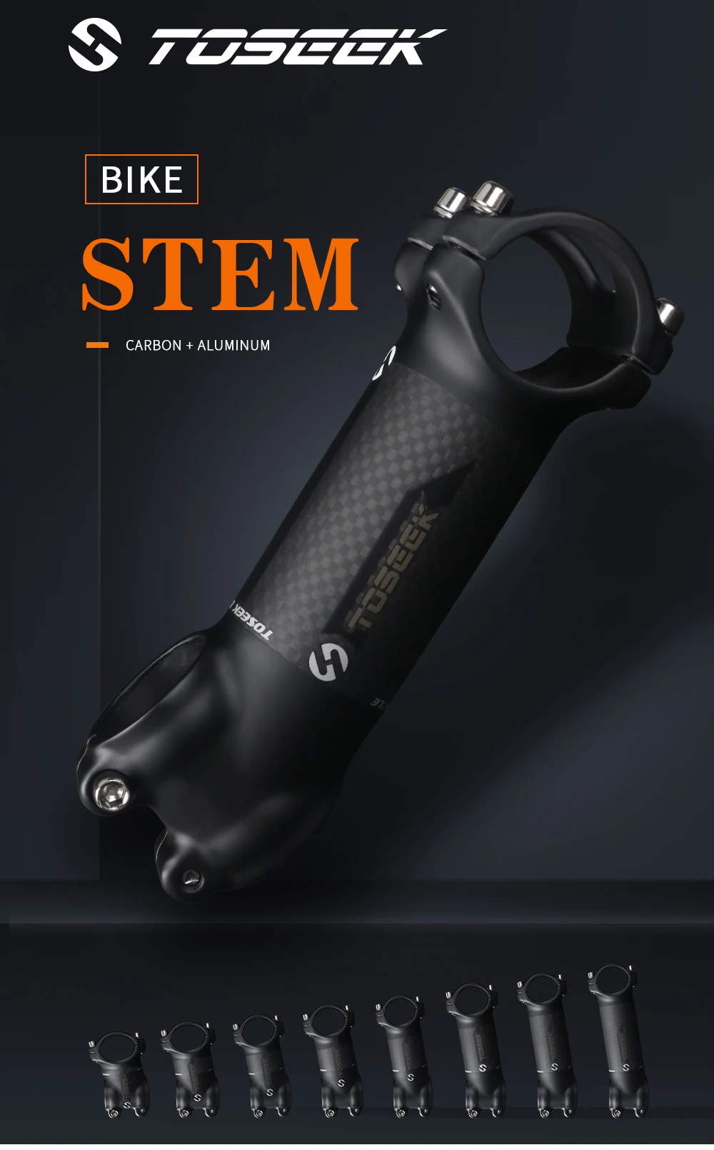 TOSEEK Bicycle Handlebar Stem 28.6-31.8mm Aluminum + Carbon Stem Angle6 17 Mtb Handlebar Stem MTB Stem Spare Parts For Bicycle