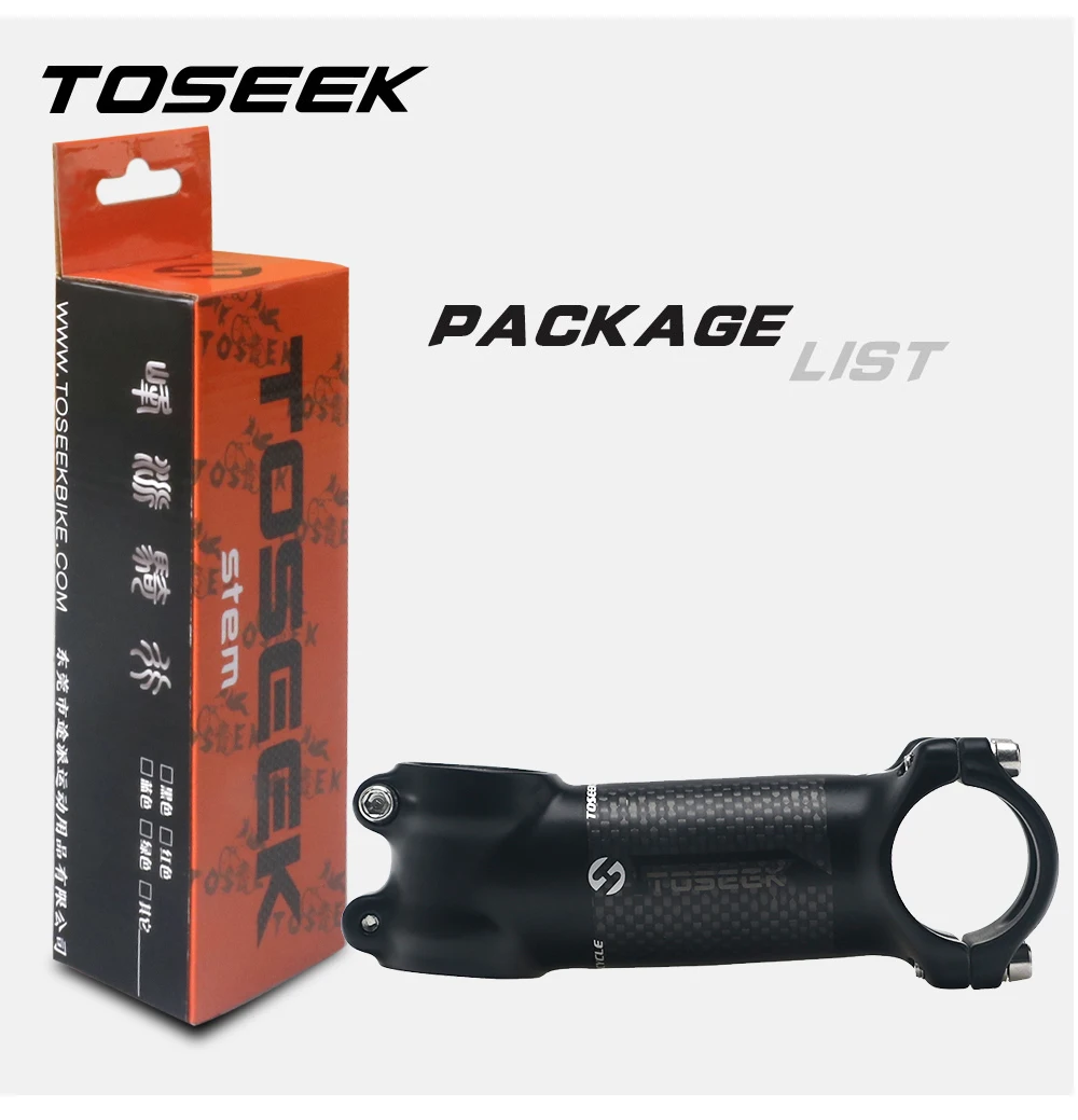 TOSEEK Bicycle Handlebar Stem 28.6-31.8mm Aluminum + Carbon Stem Angle6 17 Mtb Handlebar Stem MTB Stem Spare Parts For Bicycle