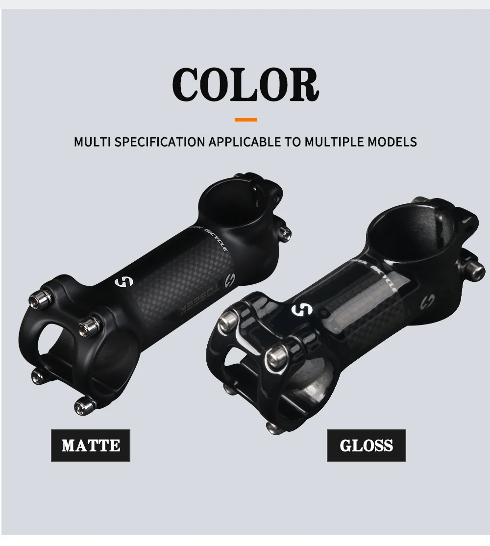 TOSEEK Bicycle Handlebar Stem 28.6-31.8mm Aluminum + Carbon Stem Angle6 17 Mtb Handlebar Stem MTB Stem Spare Parts For Bicycle