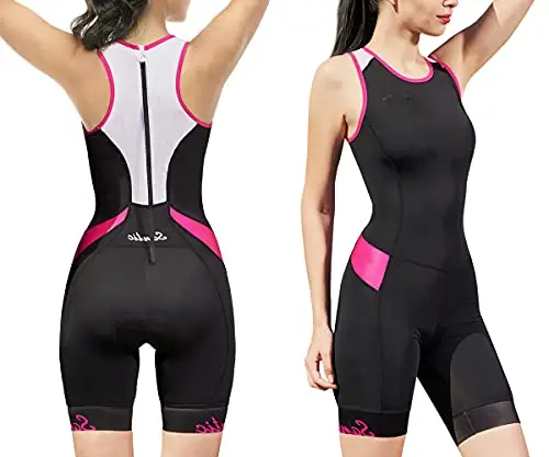 Santic Women's Triathlon Cycling Suits Sleeveless Sponge Padded Quick-Drying for Running Swimming