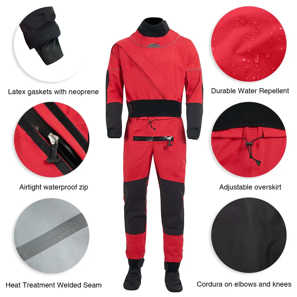 Men's Kayaking Breathable Dry Suit Surfing Fly Fishing Three-Layer Waterproof Fabric Neoprene Cuffs And Neckline Drysuit DM-2