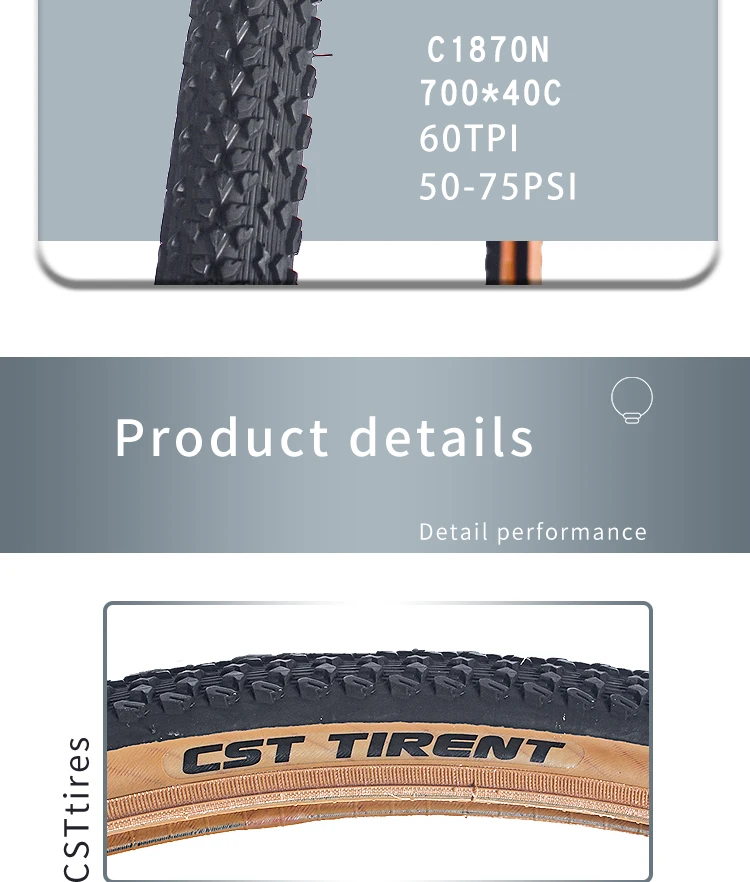CST 700C Road Bike Tire 700*40C C1870N 40-622 60TPI Wear-Resistant Pneu Bicicleta Bicycle Tyres