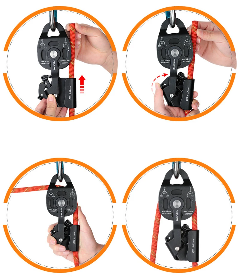 Climbing Pulley Professional Lift Accessory Convenient Sturdy Practical Load-bearing Ascender Lifter Equipment