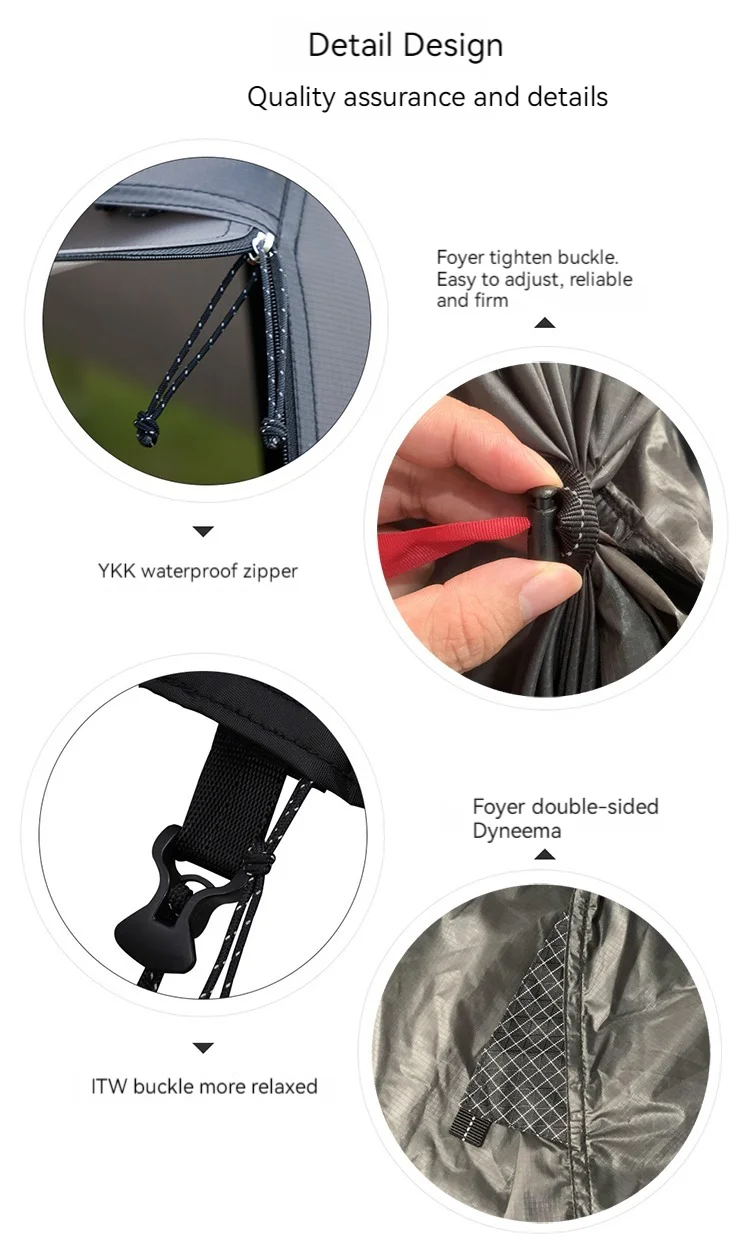 ASTA GEAR Yun Chuan 15D Double‑Sided Silicon‑Coated Nylon Tent, Rodless Double A Pyramid Ultralight Outdoor Tent for Camping Hik