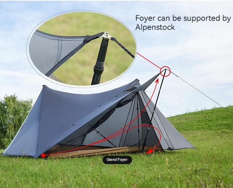 ASTA GEAR Yun Chuan 15D Double‑Sided Silicon‑Coated Nylon Tent, Rodless Double A Pyramid Ultralight Outdoor Tent for Camping Hik