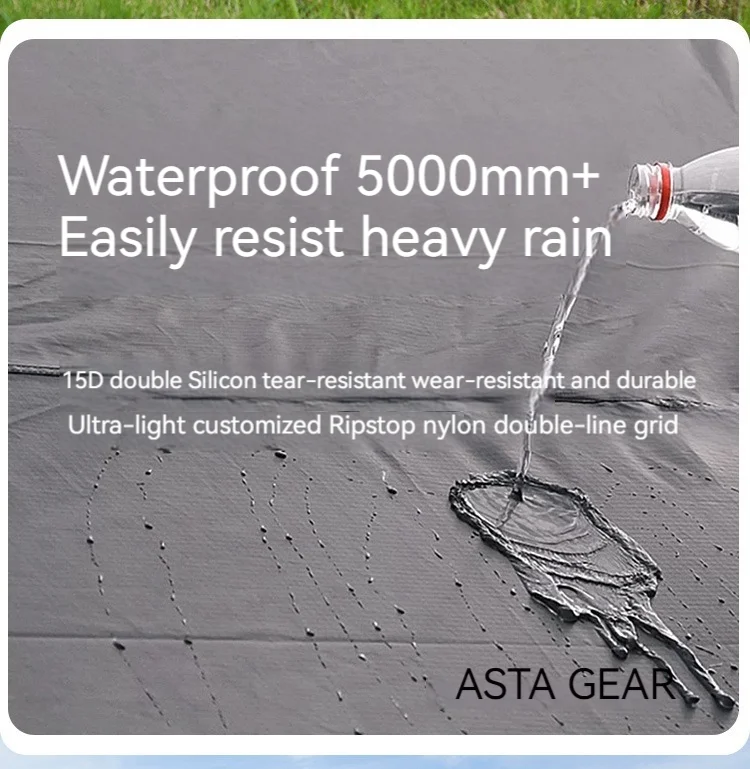 ASTA GEAR Yun Chuan 15D Double‑Sided Silicon‑Coated Nylon Tent, Rodless Double A Pyramid Ultralight Outdoor Tent for Camping Hik