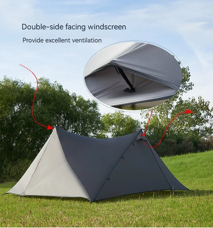 ASTA GEAR Yun Chuan 15D Double‑Sided Silicon‑Coated Nylon Tent, Rodless Double A Pyramid Ultralight Outdoor Tent for Camping Hik