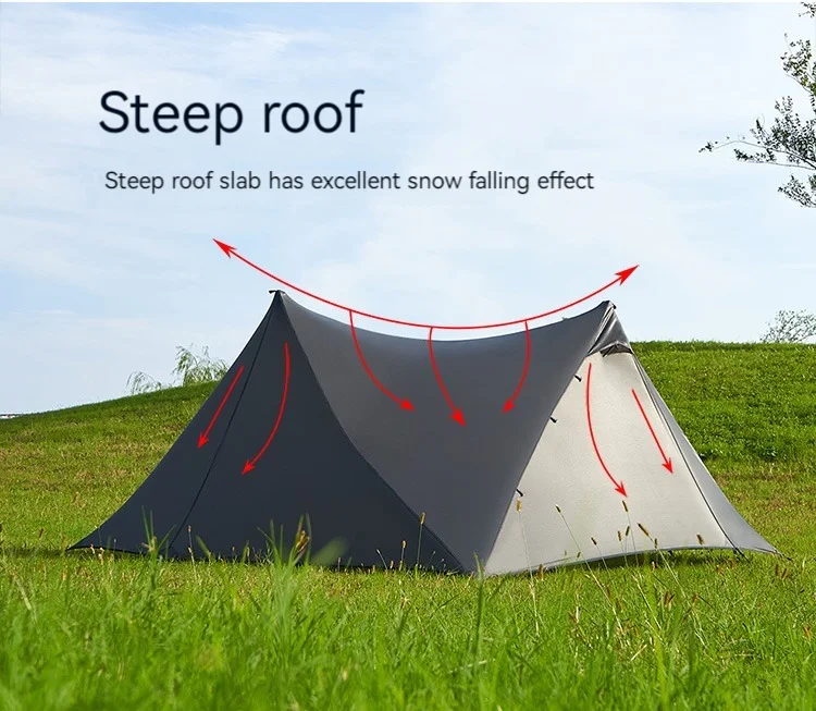 ASTA GEAR Yun Chuan 15D Double‑Sided Silicon‑Coated Nylon Tent, Rodless Double A Pyramid Ultralight Outdoor Tent for Camping Hik