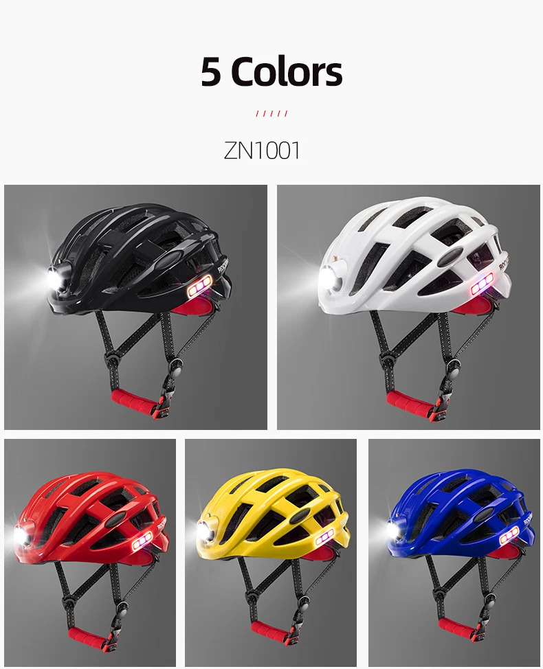 ROCKBROS Bicycle Helmet Cycling Helmet With LED Warning Light Ultralight Road Bike Helmet Electric Bicycle Helmet Sport Safe Hat