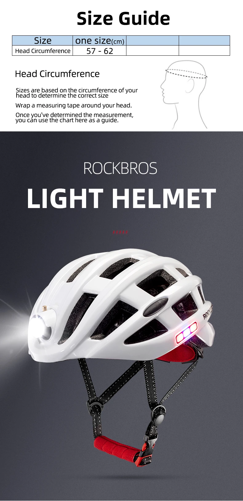ROCKBROS Bicycle Helmet Cycling Helmet With LED Warning Light Ultralight Road Bike Helmet Electric Bicycle Helmet Sport Safe Hat