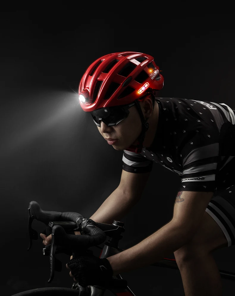 ROCKBROS Bicycle Helmet Cycling Helmet With LED Warning Light Ultralight Road Bike Helmet Electric Bicycle Helmet Sport Safe Hat