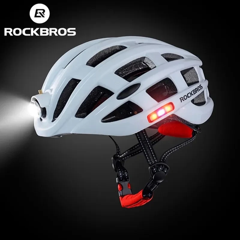 ROCKBROS Bicycle Helmet Cycling Helmet With LED Warning Light Ultralight Road Bike Helmet Electric Bicycle Helmet Sport Safe Hat