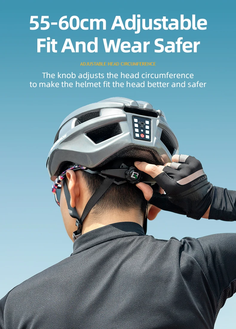 ROCKBROS Bicycle Helmet Cycling Helmet With LED Warning Light Ultralight Road Bike Helmet Electric Bicycle Helmet Sport Safe Hat