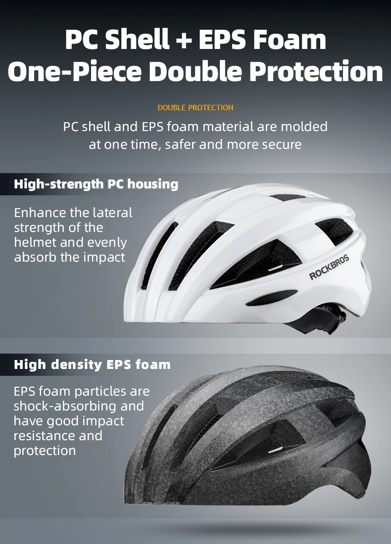 ROCKBROS Bicycle Helmet Cycling Helmet With LED Warning Light Ultralight Road Bike Helmet Electric Bicycle Helmet Sport Safe Hat