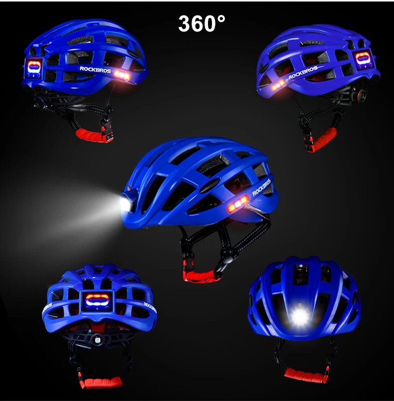 ROCKBROS Bicycle Helmet Cycling Helmet With LED Warning Light Ultralight Road Bike Helmet Electric Bicycle Helmet Sport Safe Hat