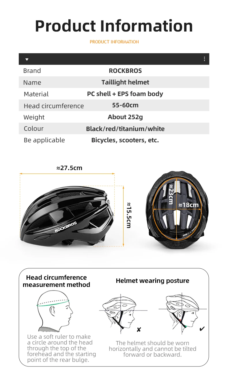 ROCKBROS Bicycle Helmet Cycling Helmet With LED Warning Light Ultralight Road Bike Helmet Electric Bicycle Helmet Sport Safe Hat
