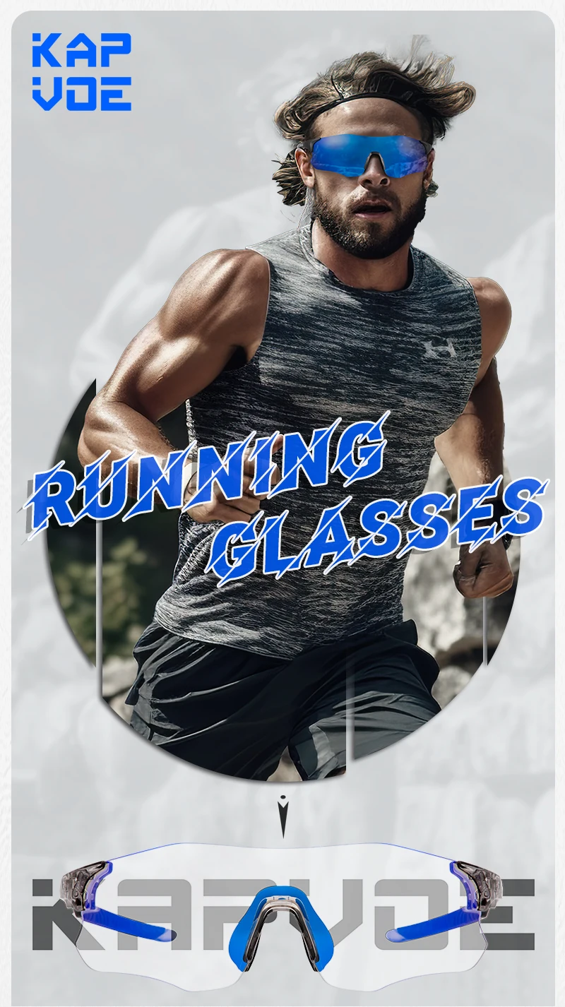 Kapvoe Purple Photochromic Running Sunglasses Outdoor Sports Bike Marathon Cycling Glasses Mountain Bicycle Goggles Eyewear