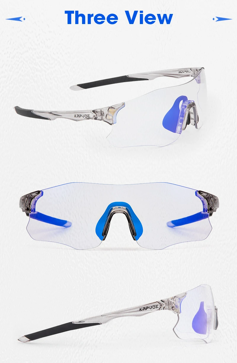 Kapvoe Purple Photochromic Running Sunglasses Outdoor Sports Bike Marathon Cycling Glasses Mountain Bicycle Goggles Eyewear