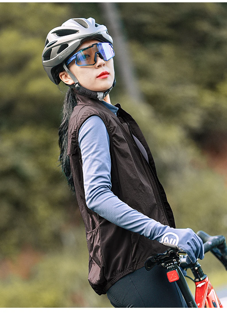 INBIKE Women's Cycling Vest Sleeveless Running Rain Jacket Lightweight MTB Biking Clothing Windbreakers Reflective With Pockets