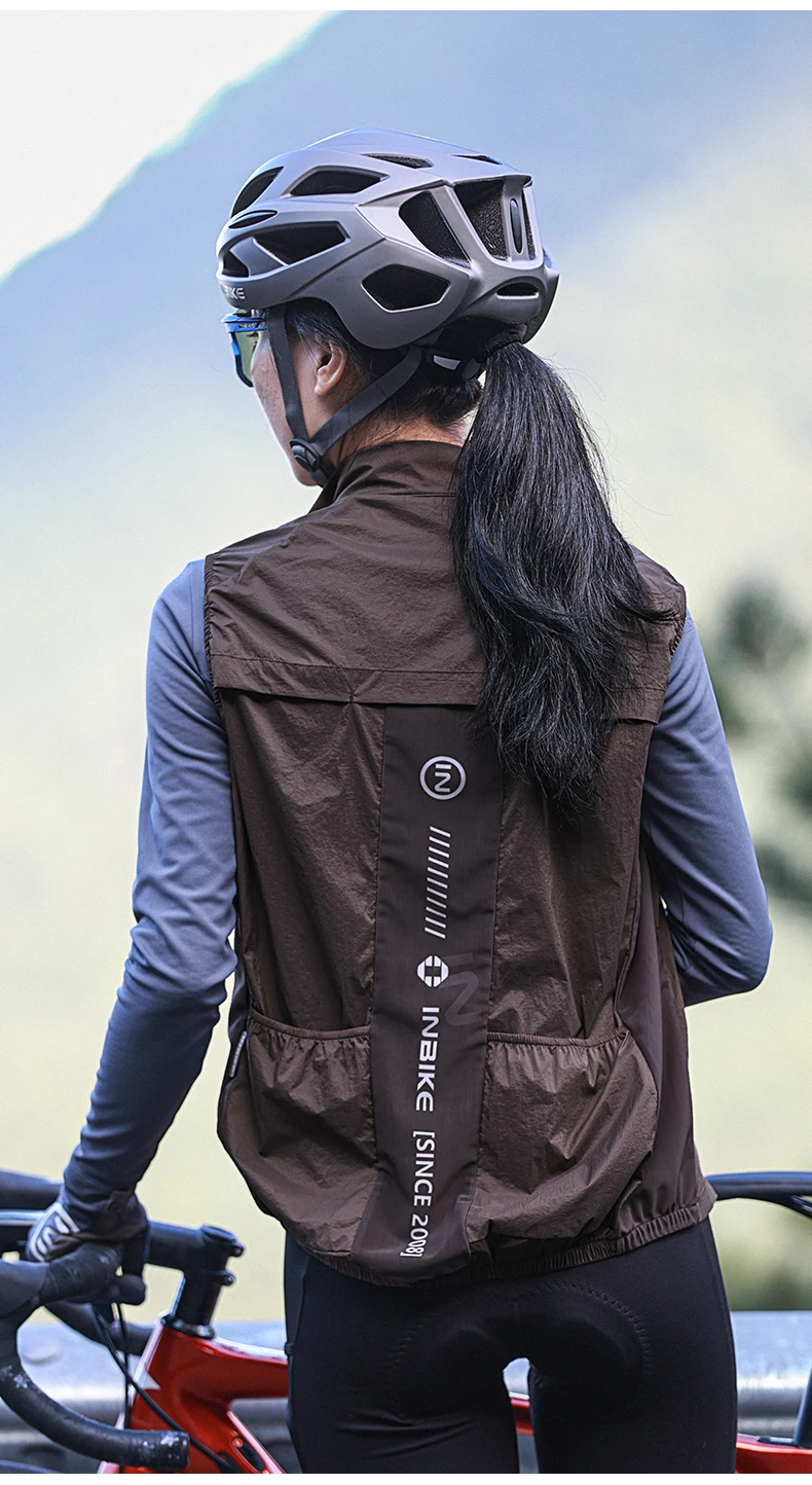 INBIKE Women's Cycling Vest Sleeveless Running Rain Jacket Lightweight MTB Biking Clothing Windbreakers Reflective With Pockets