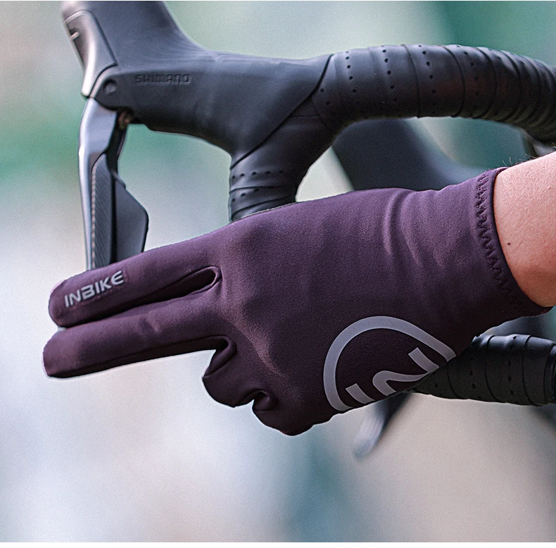 INBIKE 2024 Cycling Gloves Gel Padded for Men Autumn Winter Fleece Road Bike Gloves MTB Full Finger Touchscreen Bike Accessories