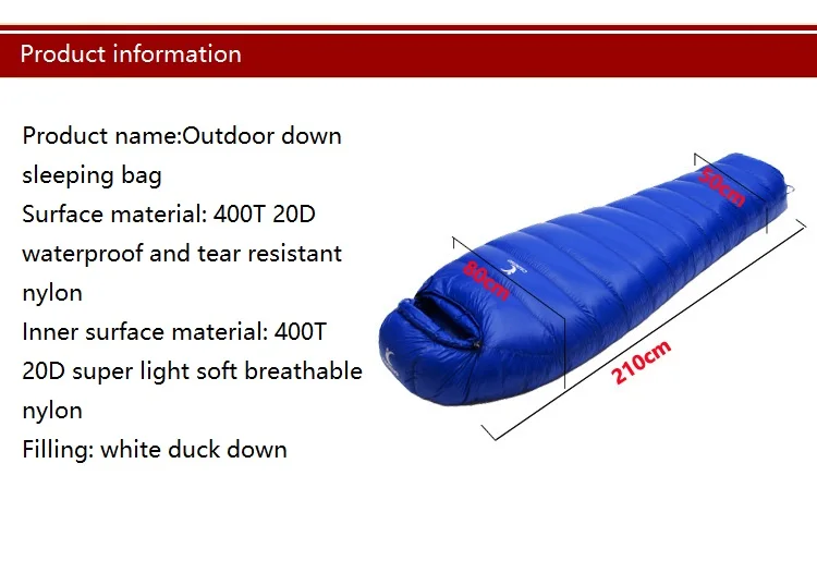 CADENO Newset Winter Autumn Mummies Ultra Light Down Sleeping Bag Outdoor Travel Camping Nylon White Duck 400g 1200g