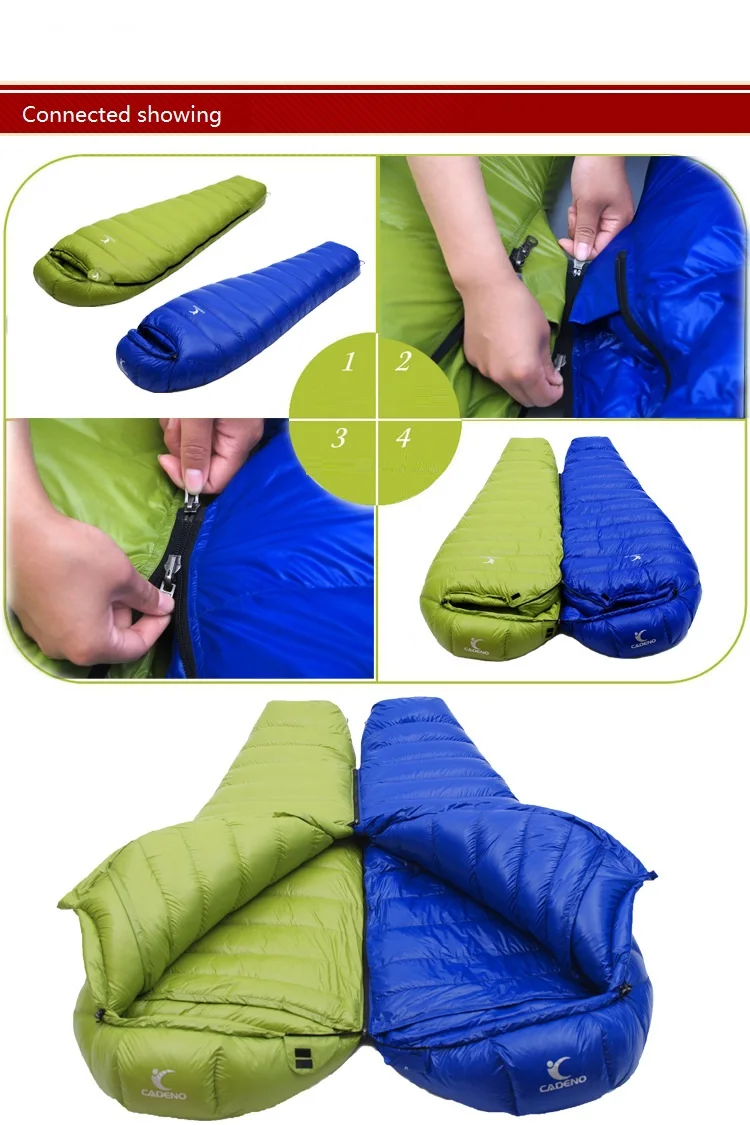 CADENO Newset Winter Autumn Mummies Ultra Light Down Sleeping Bag Outdoor Travel Camping Nylon White Duck 400g 1200g