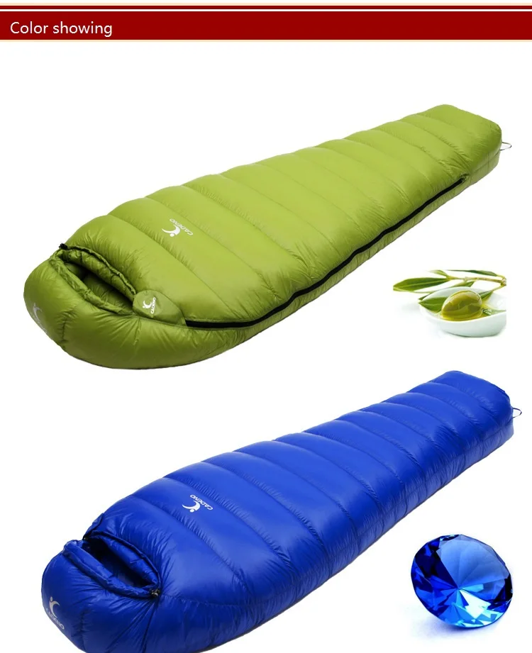 CADENO Newset Winter Autumn Mummies Ultra Light Down Sleeping Bag Outdoor Travel Camping Nylon White Duck 400g 1200g