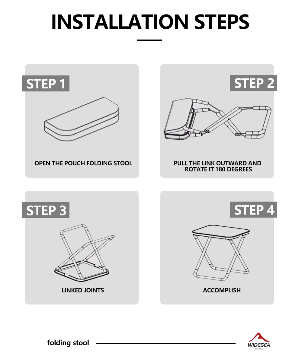 Widesea Camping Stool Foldable Chair Outdoor Fishing Lightweight Zipper Storage Portable Stainless Steel Hiking Travel Furniture