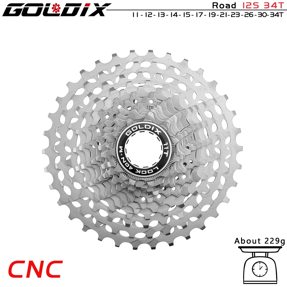 GOLDIX Ultralight Road Cassette 11S/12Speed Bicycle Freewheel 28T/32T/34T36T CNC Hollow Out Flywheel HyperGlide System