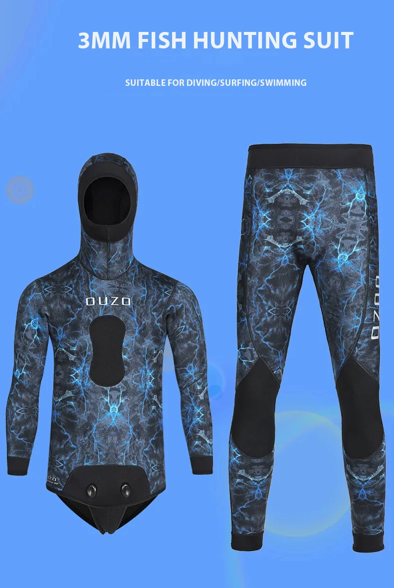 3mm Men Spearfishing Wetsuit Camouflage Neoprene One-piece Diving Suit For Scuba Free Diving Jumpsuit Cold Water Swimsuit