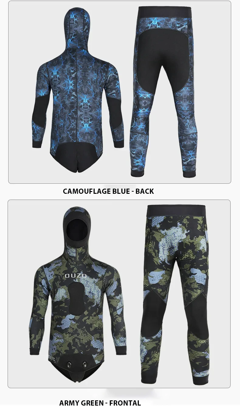 3mm Men Spearfishing Wetsuit Camouflage Neoprene One-piece Diving Suit For Scuba Free Diving Jumpsuit Cold Water Swimsuit